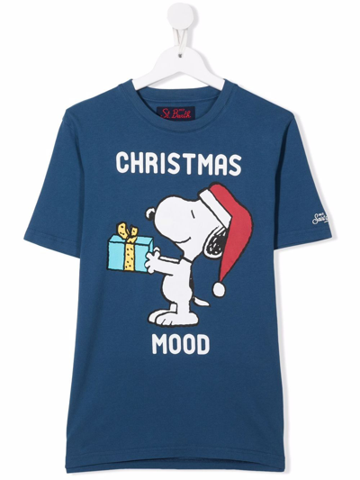 Mc2 Saint Barth Snoopy Gift-print Cotton T-shirt In Blue