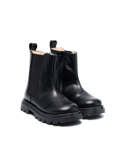 Florens Kids' Ankle Leather Boots In Black