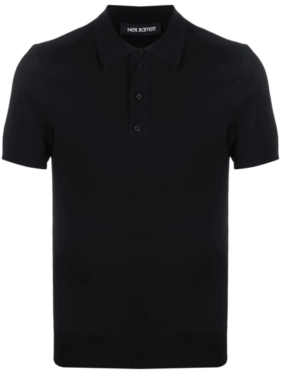 Neil Barrett Ribbed-detail Knitted Polo Top In Black  