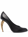Roberto Cavalli Tiger Tooth Pointed-toe Leather Pumps In Schwarz