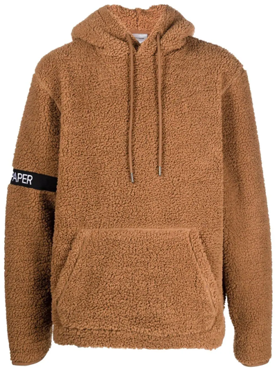 Daily Paper Sherpa Captain Branded-panel Relaxed-fit Fleece Hoody In Foxtrot Brown