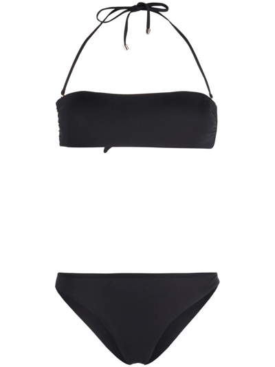 Manokhi Halterneck Bandeau-style Bikini Set In Schwarz