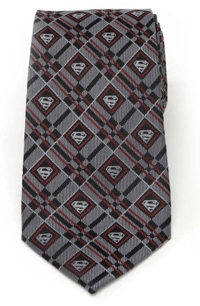 Cufflinks, Inc Dc Comics Superman Geometric Gray Silk Tie In Silver