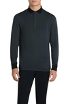 Bugatchi Micro Stripe Long Sleeve Zip Polo Shirt In Black