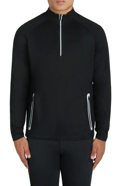 Bugatchi Half Zip Pullover In Black