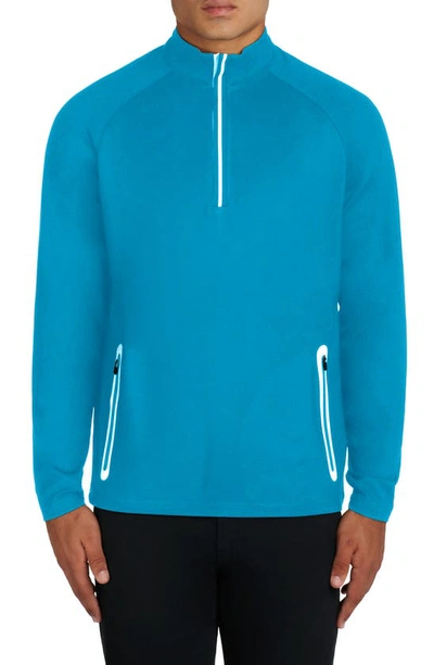 Bugatchi Half Zip Pullover In Turquoise