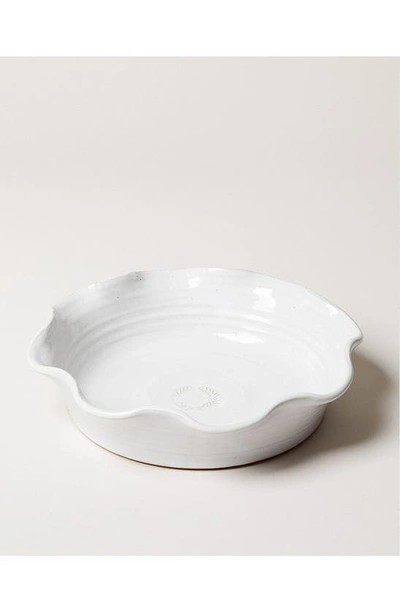 Farmhouse Pottery Laurel Glazed Stoneware Pie Dish In Open White