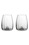 Waterford Elegance Optic Set Of 2 Lead Crystal Stemless Wine Glasses In Clear