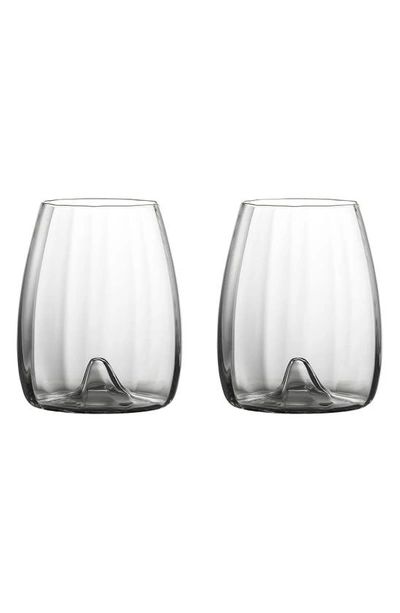 Waterford Elegance Optic Set Of 2 Lead Crystal Stemless Wine Glasses In Clear