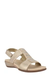 Easy Spirit Hazel Beaded T-strap Sandal In Gold Leather