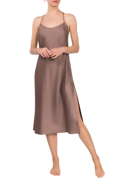 Everyday Ritual Sloan T-back Midi Nightgown In Chocolate