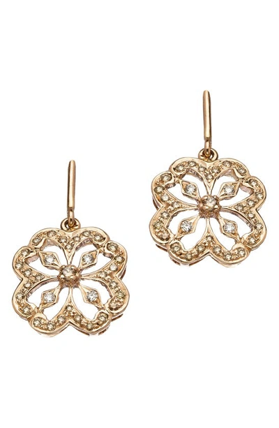 Sethi Couture Clover Drop Earrings In Rose Gold