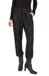 Vince Camuto Sequin Pull-on Joggers In Rich Black