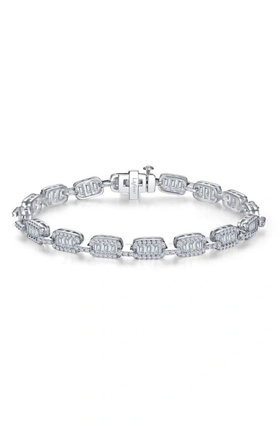 Lafonn Simulated Diamond Baguette Link Bracelet In White