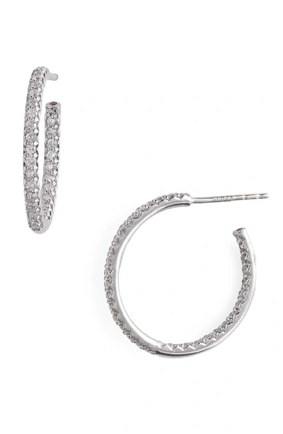 Roberto Coin Micropavé Diamond Hoop Earrings In White Gold