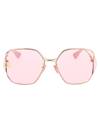 Gucci Fork Oversize Square Sunglasses In 003 Gold Gold Pink