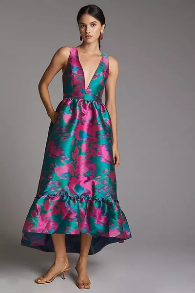Hutch Jacquard High-low Midi Dress In Pink | ModeSens