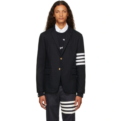 Thom Browne Navy 4-bar Unconstructed Classic Sport Blazer In Blue