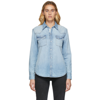 Re/done Blue Denim Sawtooth Western Shirt In Heritage Light