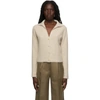VINCE BEIGE CASHMERE POLO BUTTONED CARDIGAN