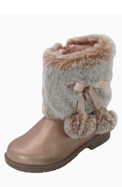 Nicole Miller Kids' Faux Fur Trim Boot In Pink