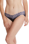 Hanky Panky Supima Cotton Vikini With Lace In Navy/ Leo Leopard