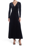 Love By Design Long Sleeve Velvet Maxi Dress In Black