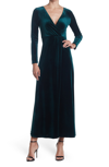 Love By Design Long Sleeve Velvet Maxi Dress In Emerald Green