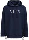 VALENTINO BLUE COTTON HOODIE WITH VLTN PRINT,WV3MF18G7GA022