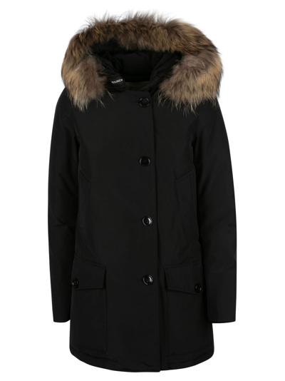 Woolrich Arctic Detachable Fur Parka In Nero