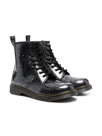 Dr. Martens' Kids' Glitter Lace-up Boots In Black