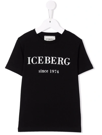 Iceberg Kids' Logo-print Cotton T-shirt In Black
