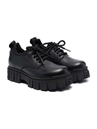 Fendi Kids' Chunky-sole Lace-up Shoes In Black