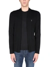 Allsaints Mens Black Mode Open-front Wool Cardigan L In Black