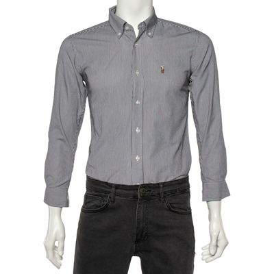 Pre-owned Polo Ralph Lauren Monochrome Striped Cotton Classic Fit Shirt S In White