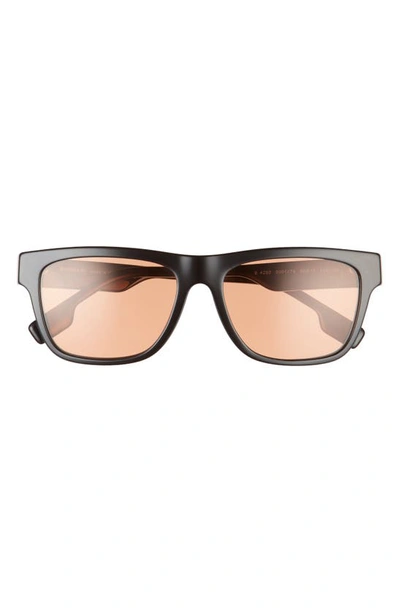 Burberry 56mm Rectangular Sunglasses In Black/ Dark Orange