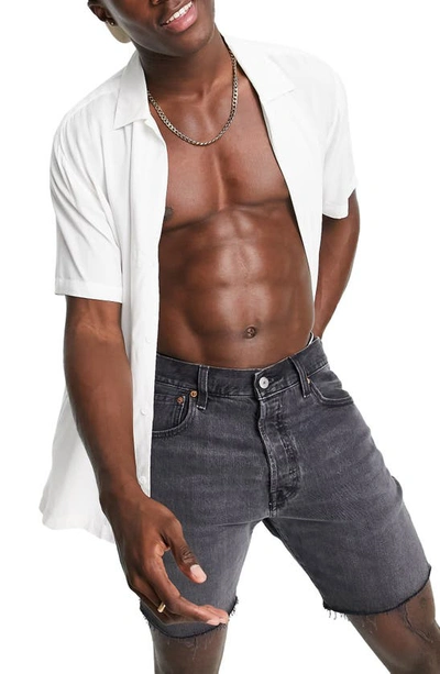 Topman Deep V Button-up Shirt In White