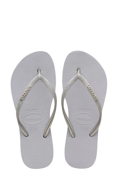 Havaianas Slim Glitter Flip Flop In White