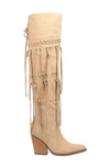 Dingo Witchy Woman Fringe Over The Knee Boot In Sand