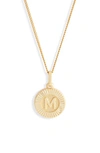 Bracha Initial Medallion Pendant Necklace In Gold - M