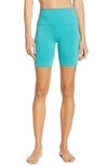 Alo Yoga High Waist Biker Shorts In Ocean Teal