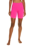 Alo Yoga High-rise Logo-print Stretch-jersey Shorts In Neon Pink