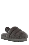 Ugg Super Fluff Genuine Shearling Slingback Slipper In Charcoal