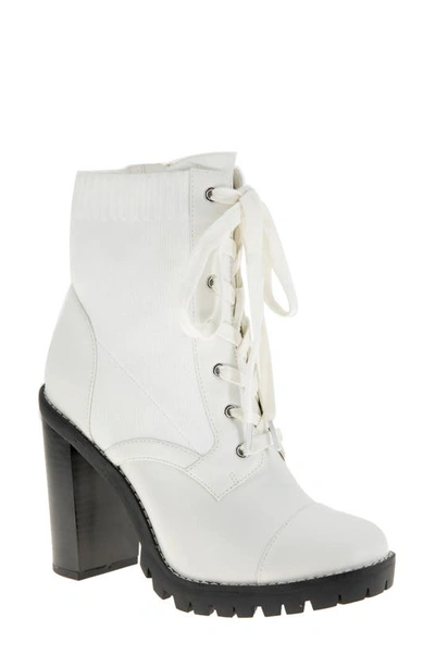 Bcbgeneration Pilas Lace-up Bootie In Bright White