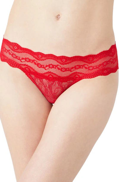 B.tempt'd By Wacoal B. Tempt'd By Wacoal Women's Lace Kiss Thong In Crimson Red