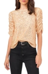 Vince Camuto Puff Sleeve Sequin Blouse In Grey/ Gold