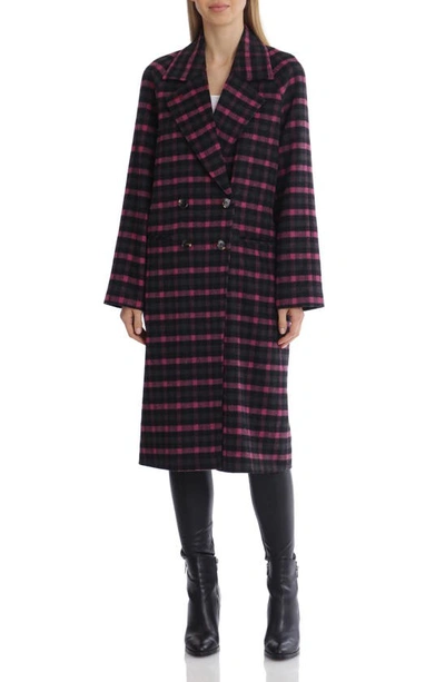 Avec Les Filles Print Double Breasted Walking Coat In Pink Plaid | ModeSens