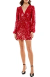 WAYF X EMMA ROSE CARRIE SEQUIN LONG SLEEVE MINIDRESS,92577NWCH