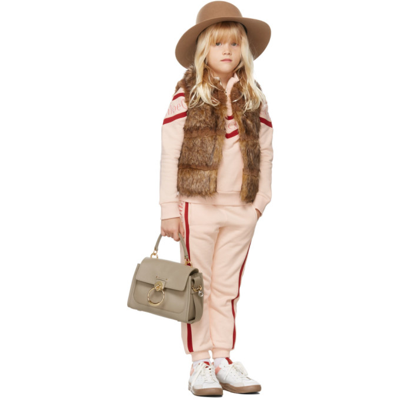 Chloé Kids' Faux-fur Sleeveless Panelled Jacket In Brown