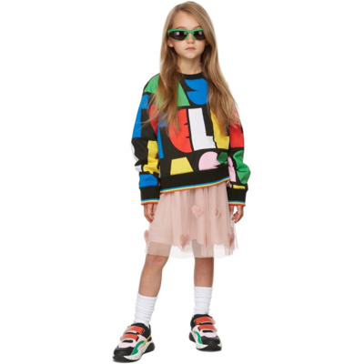 Stella Mccartney Kids Black & Multicolor 'stella' Oversize Sweatshirt In Nero/oro